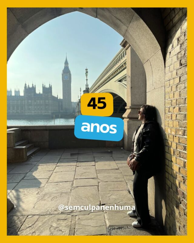 Fazer 45 anos me fez enxergar uma força e coragem como eu não tinha visto antes em mim. Minhas limitações físicas não me definem. Envelhecer é um privilégio e é preciso lembrar disso sempre. 

#avc #londres #limitações #envelhecimento #força #coragem #aniversário #bigben #pratodosverem S4br1na olhando para o lado com o big ben ao fundo e as frases “45 anos ” e “@semculpanenhuma”
#foto arquivo pessoal